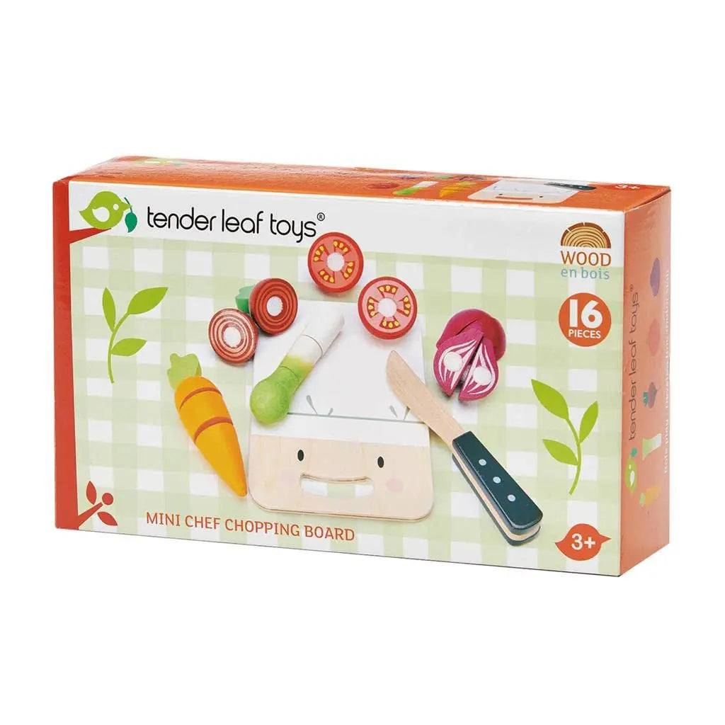Wooden Mini Chef Chopping Board with Vegetables - Tender Leaf Toys | Play Food