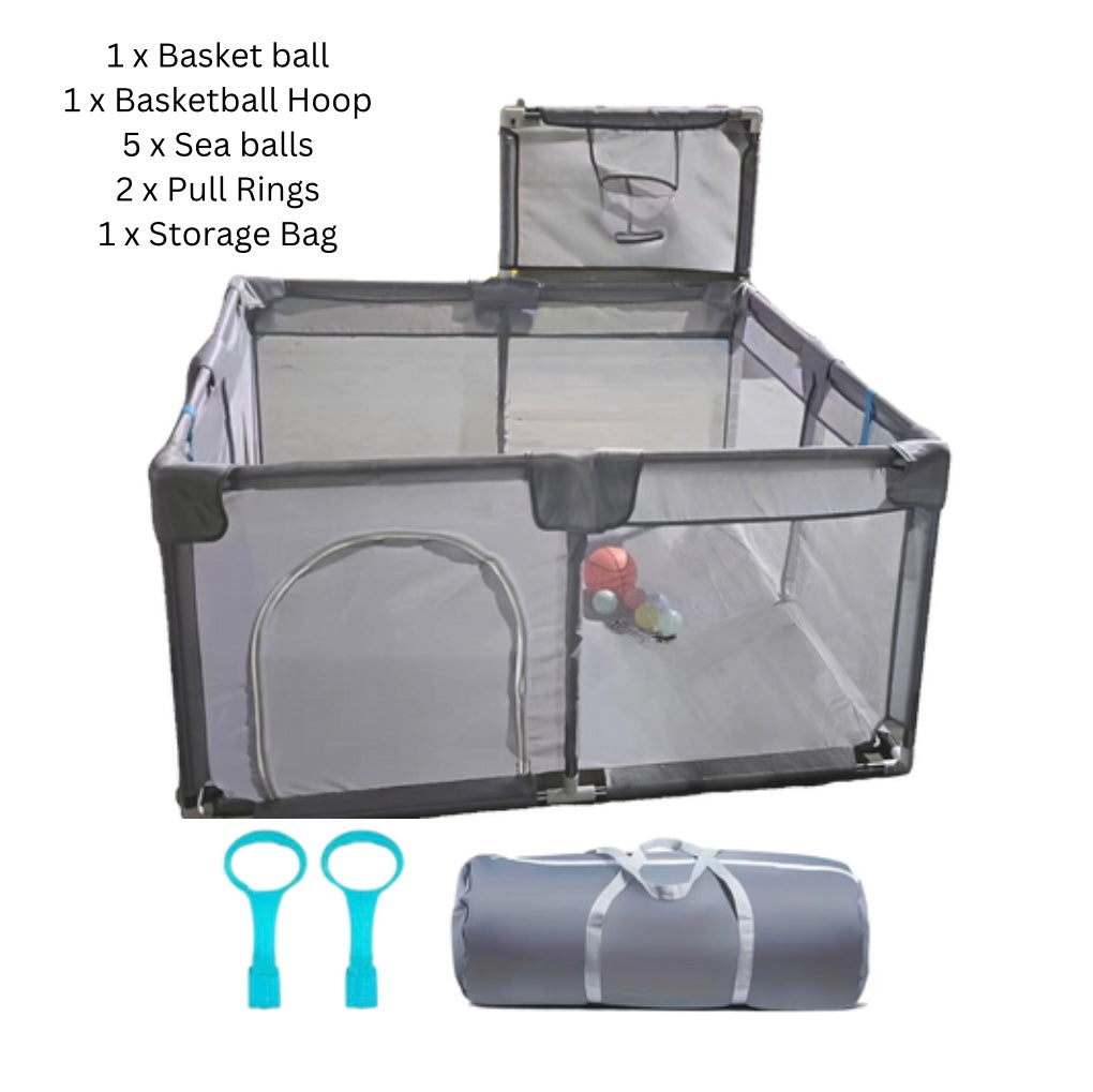 Preorder - Multifunctional Baby Play Pen with Basketball Hoop