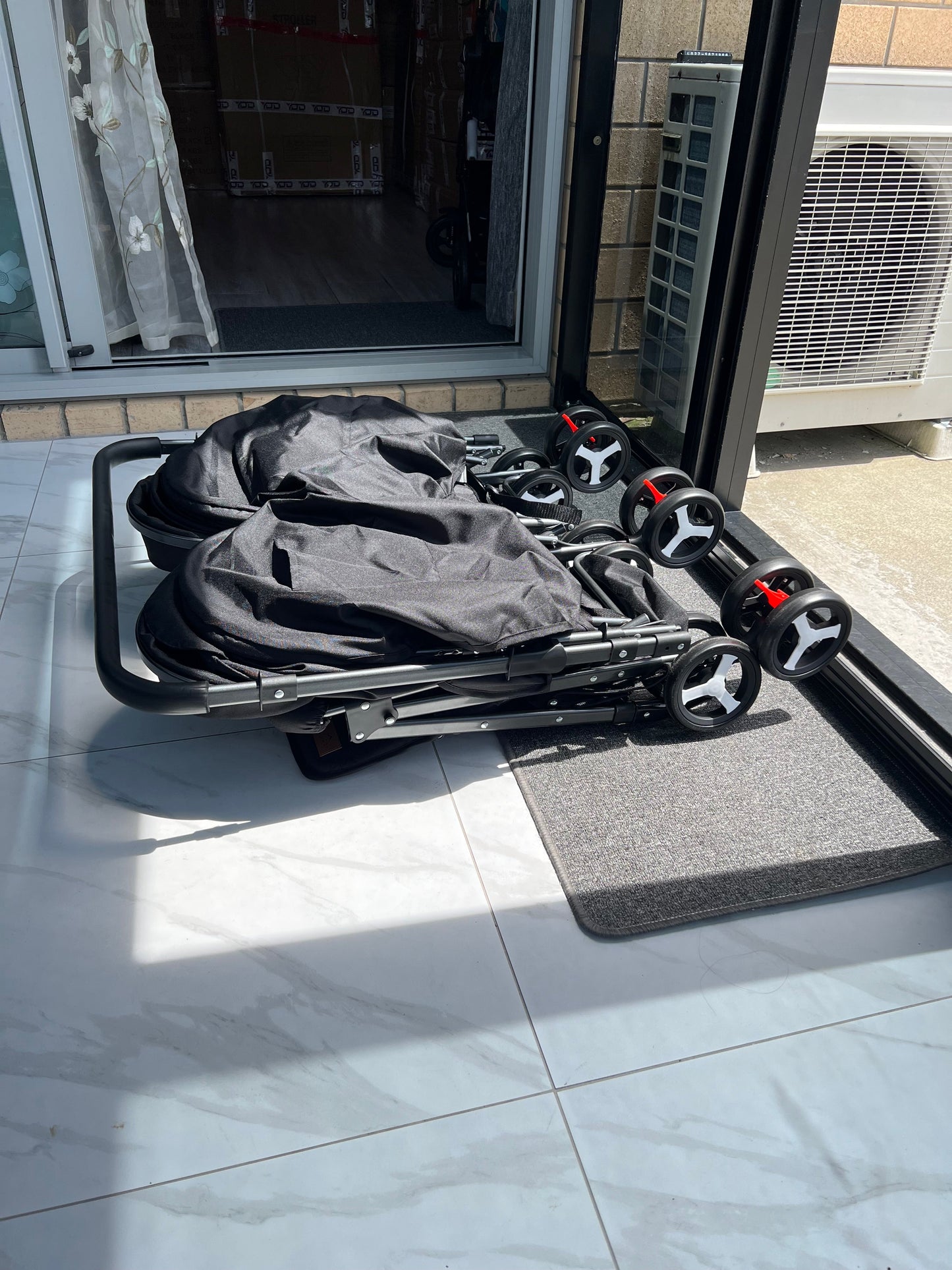 Preorder - Black 2-Way Folding Compact Double / Twin Stroller + Rain Cover