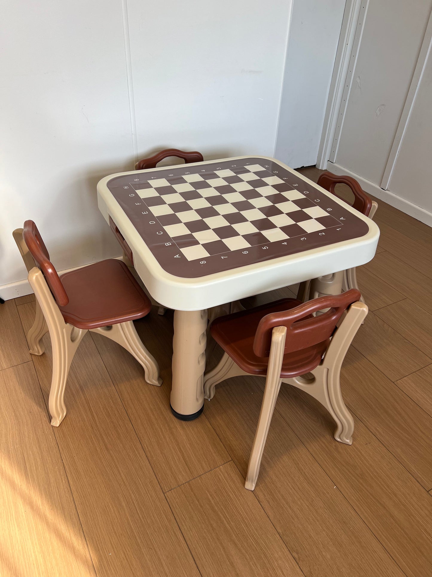 Kids Activity Table and 4 Chairs Set with Storage and Game Board