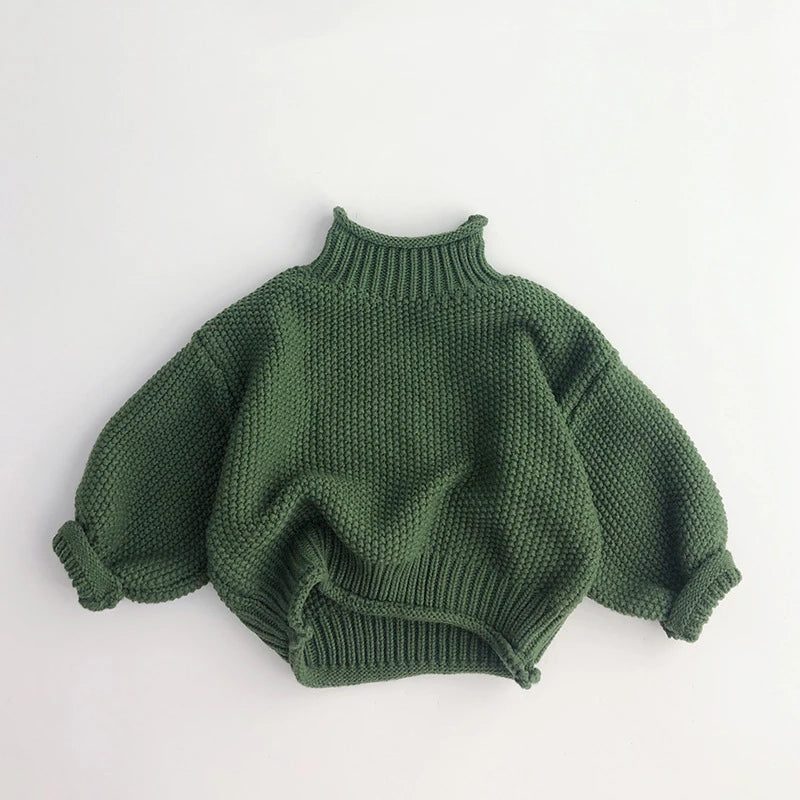 Cozy Kids Turtleneck Sweater - Vintage Korean Style Winter Knitwear