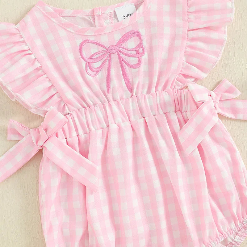 Little Sunshine Romper - Plaid Bow Baby Girl Outfit