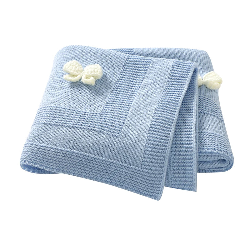 Dreamy Clouds Baby Blanket - Soft Knit Swaddle with Adorable 3D Bows