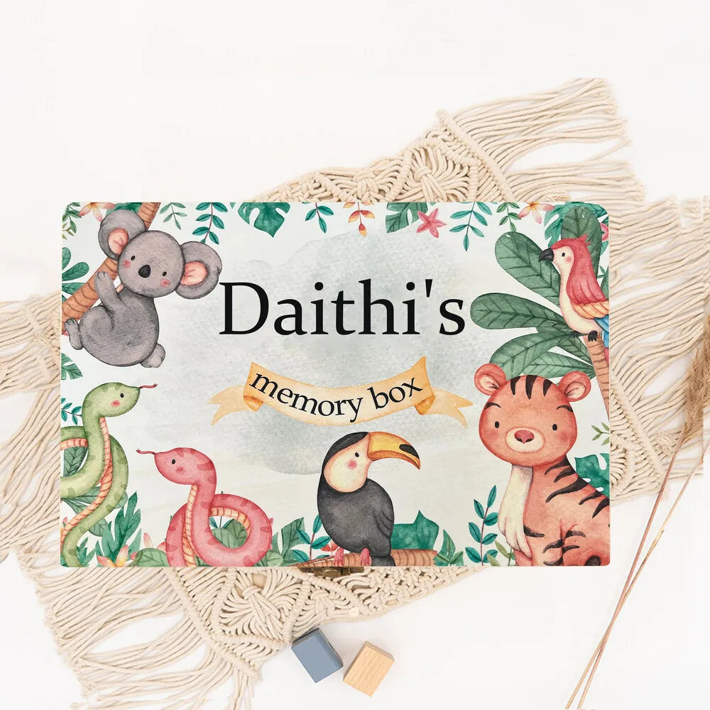 Personalized Baby Memory Box - Wooden Keepsake Treasure Chest