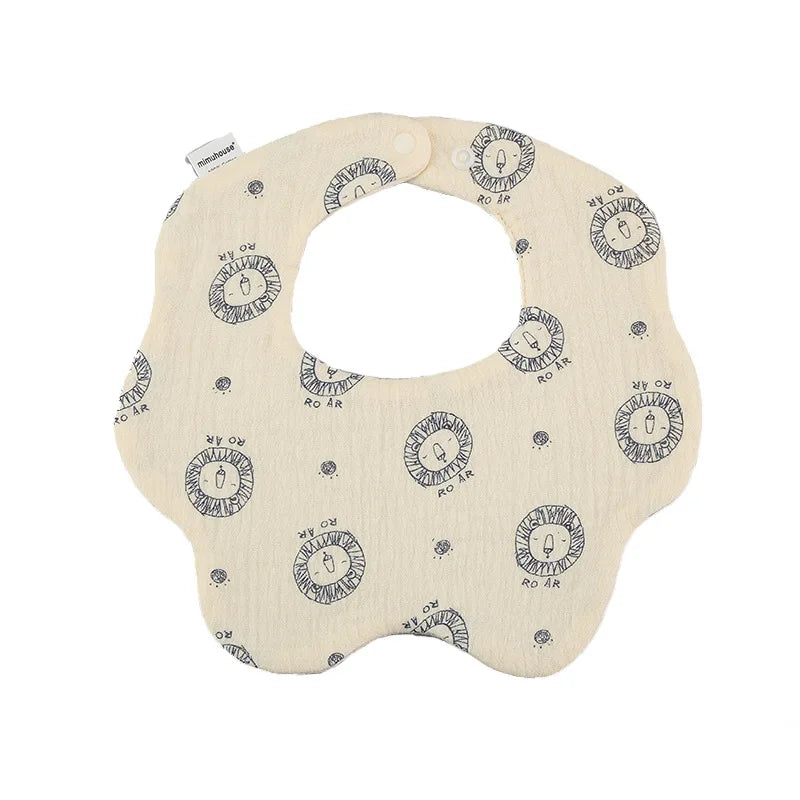 Premium Cotton Baby Bib - Waterproof Cartoon Print Feeding Bib (0-2 Years)