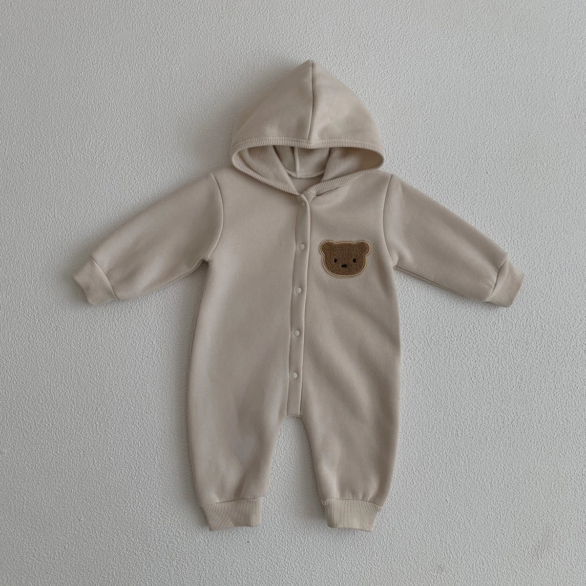 Adorable Bear Hooded Baby Winter Jumpsuit - Cozy Newborn Bodysuit (0-2 Years)
