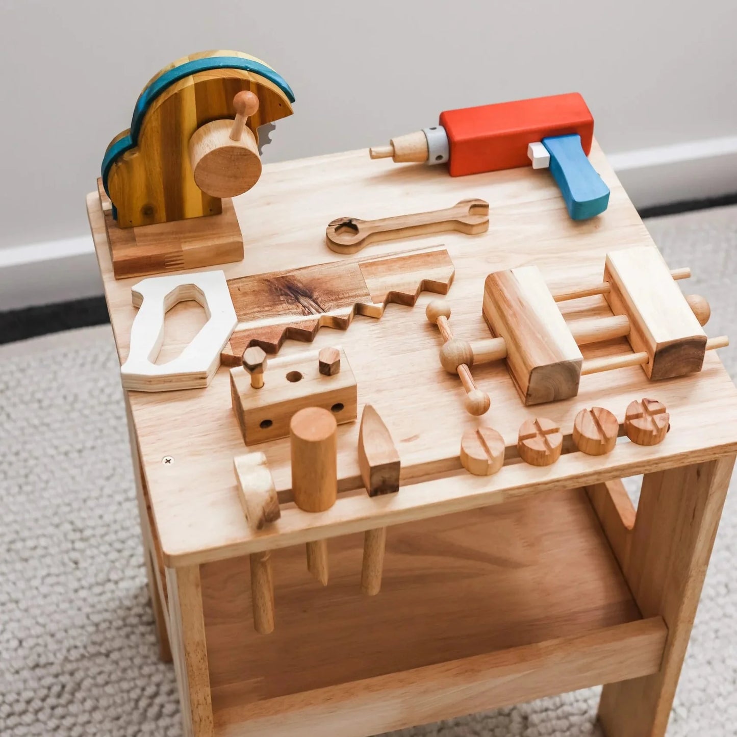 Wooden Work Bench Builder Set - QToys | Wooden Toy NZ