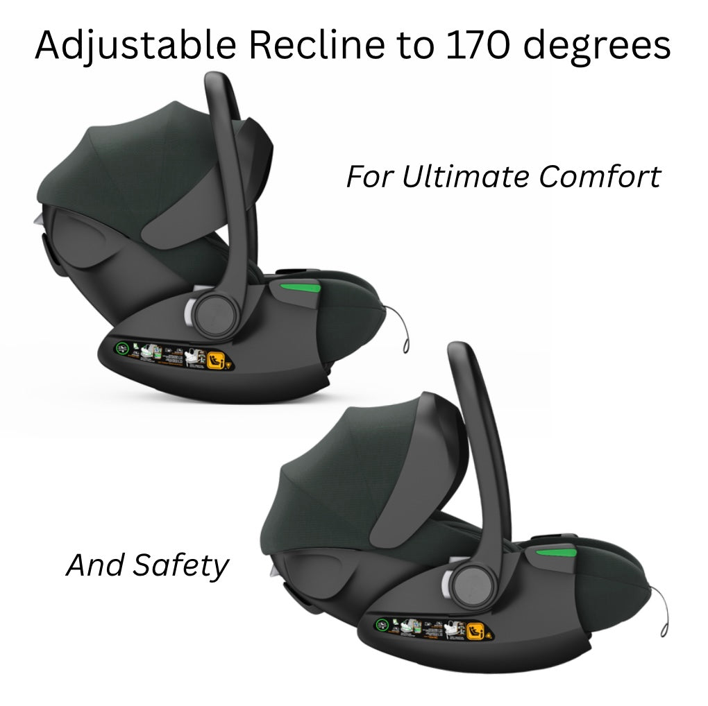 Crown i-Size Reclining Capsule Car Seat and ISOFIX 360 Rotating Capsule Base - OLIVE