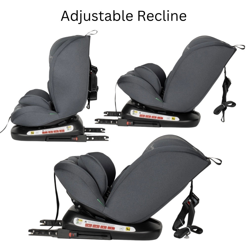 All-Rider 360° Rotating i-Size Car Seat – ISOFIX & Top Tether (Grey)