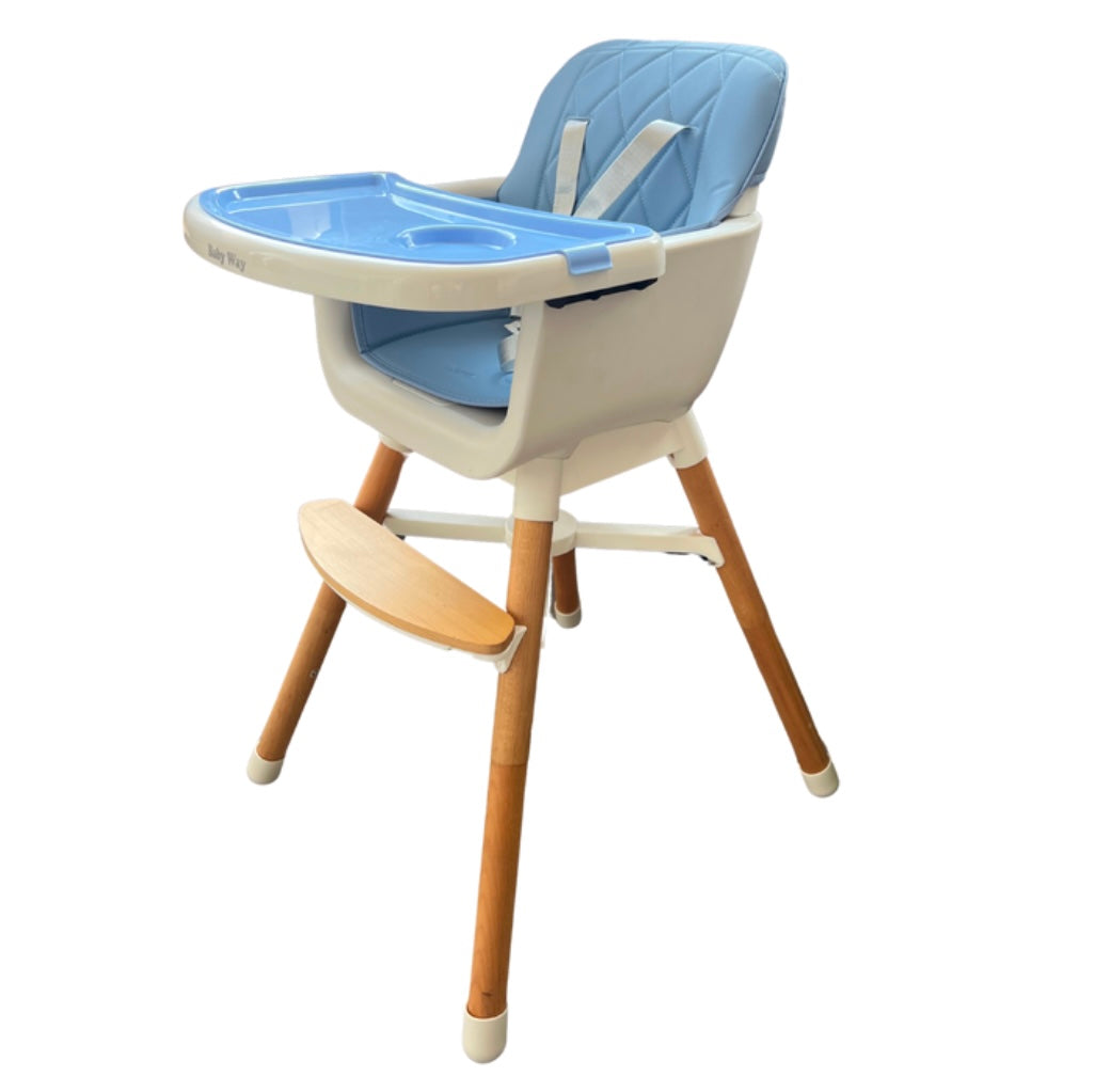 Willow Natural Beech Wood  2 in 1 Children High Chair - BLUE