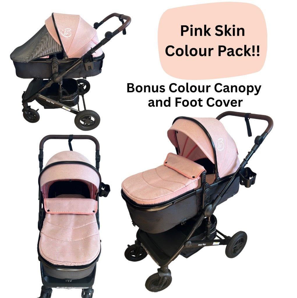 Preorder - Evolve - 3 in 1 Stroller + Bassinet + i-Size Capsule Car Seat Travel System with Mattress + Pink Skin