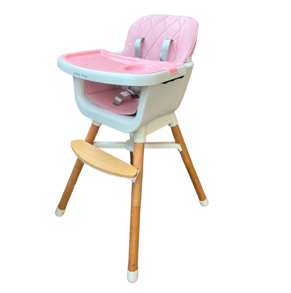 Willow 2 in 1 High Chair Seat for Children Feeding and Play. Natural Beech Wood - PINK