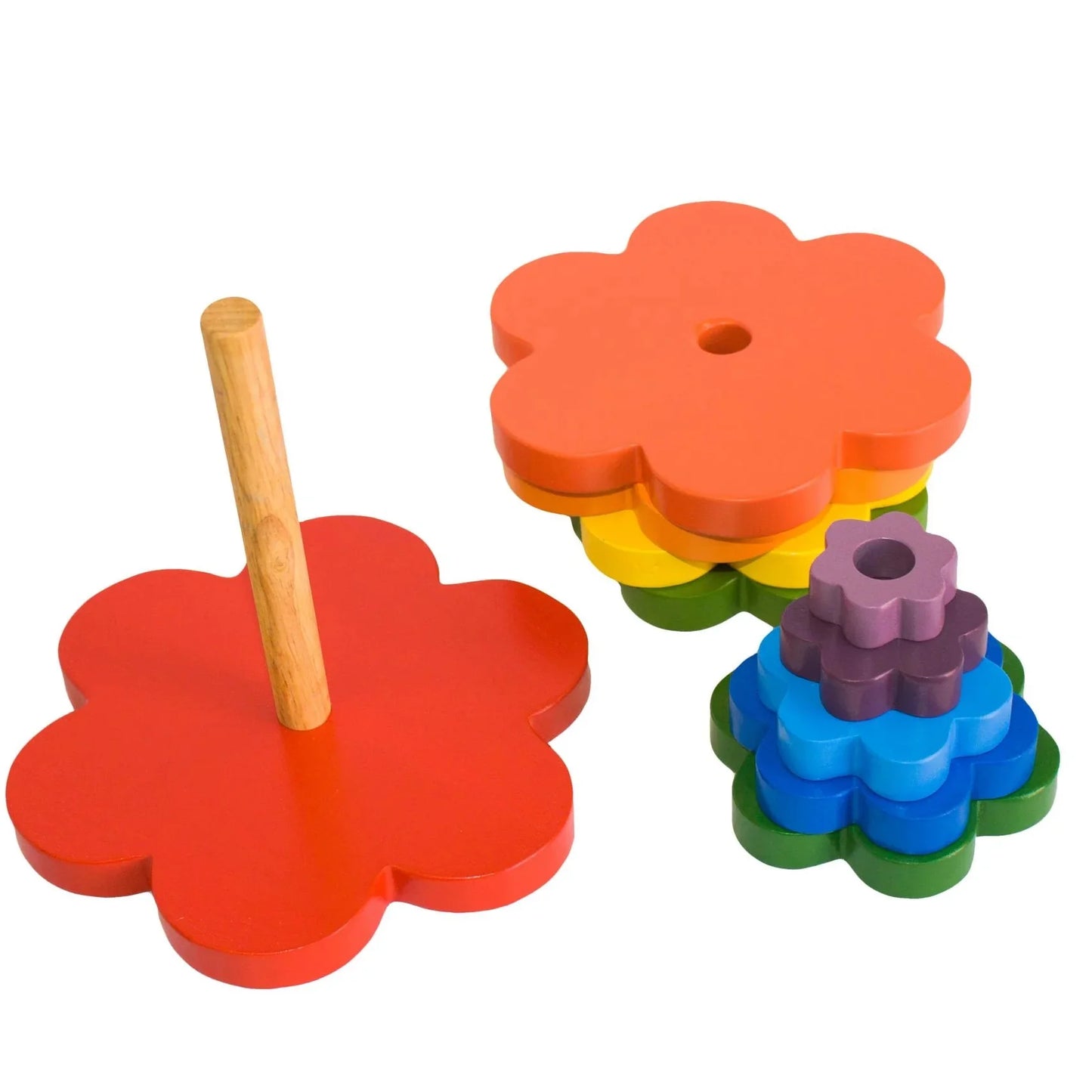 Wooden Rainbow Flower Stacker - NZ Educational Montessori Toy