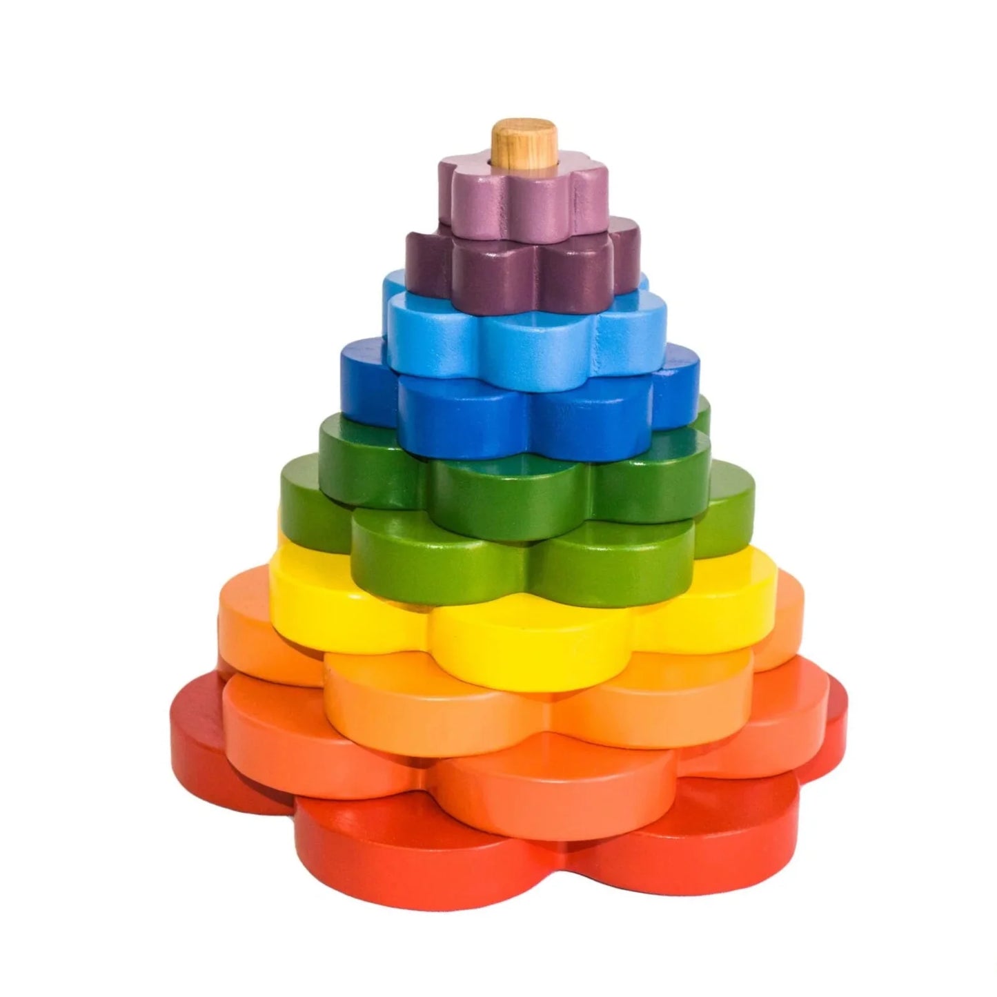 Wooden Rainbow Flower Stacker - NZ Educational Montessori Toy