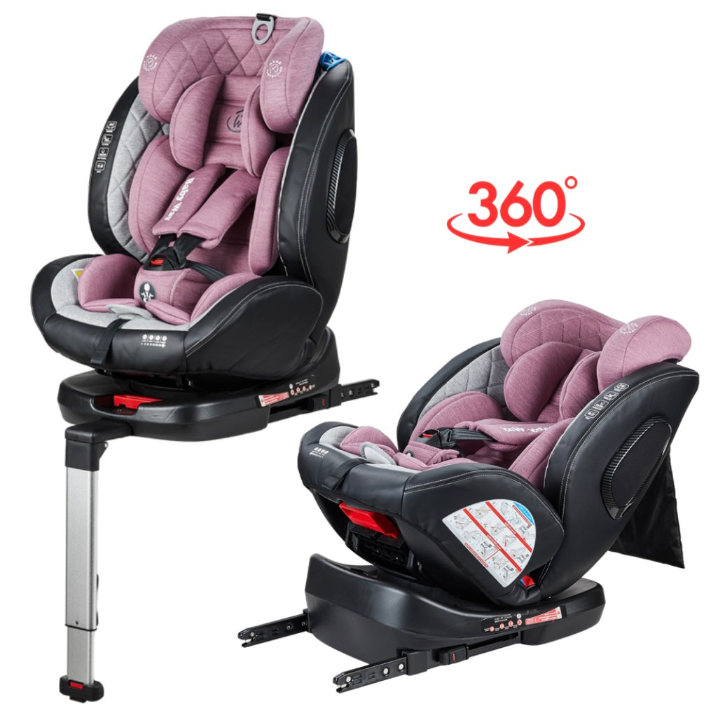 Royal 360 Rotating and Convertible Car Seat with ISOFIX and Leg Support - PINK