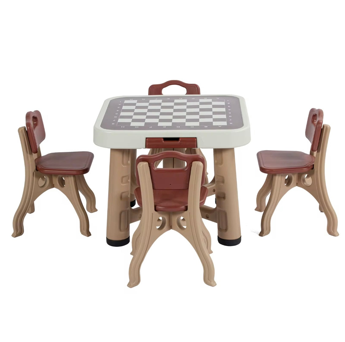 Kids Activity Table and 4 Chairs Set with Storage and Game Board