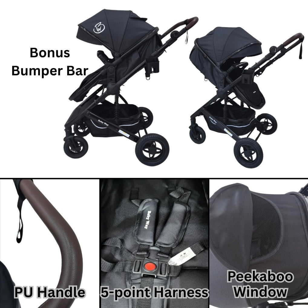 Preorder - Evolve - 3 in 1 Stroller + Bassinet + i-Size Capsule Car Seat Travel System with Mattress + Pink Skin