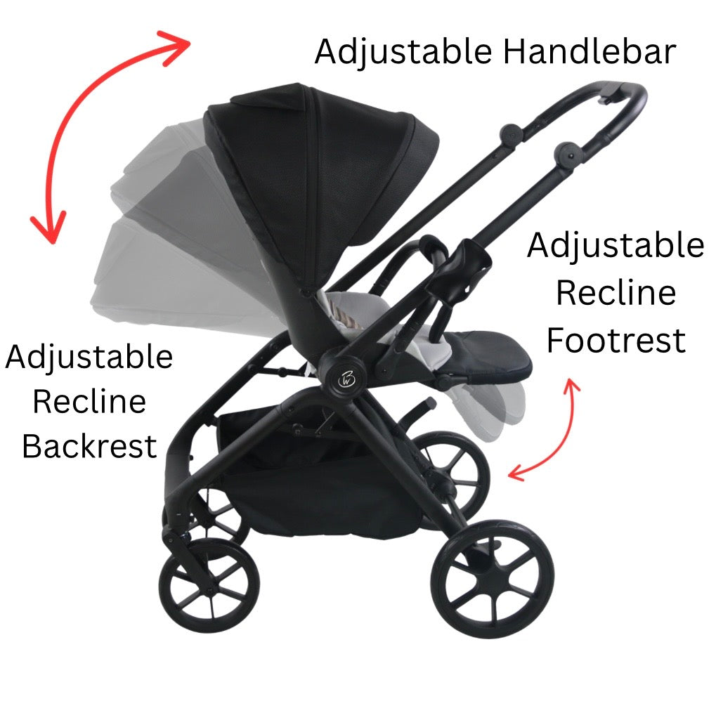Preorder - Crown Y Luxury Travel System – Reversible Stroller + Reclining i-Size Capsule Combo
