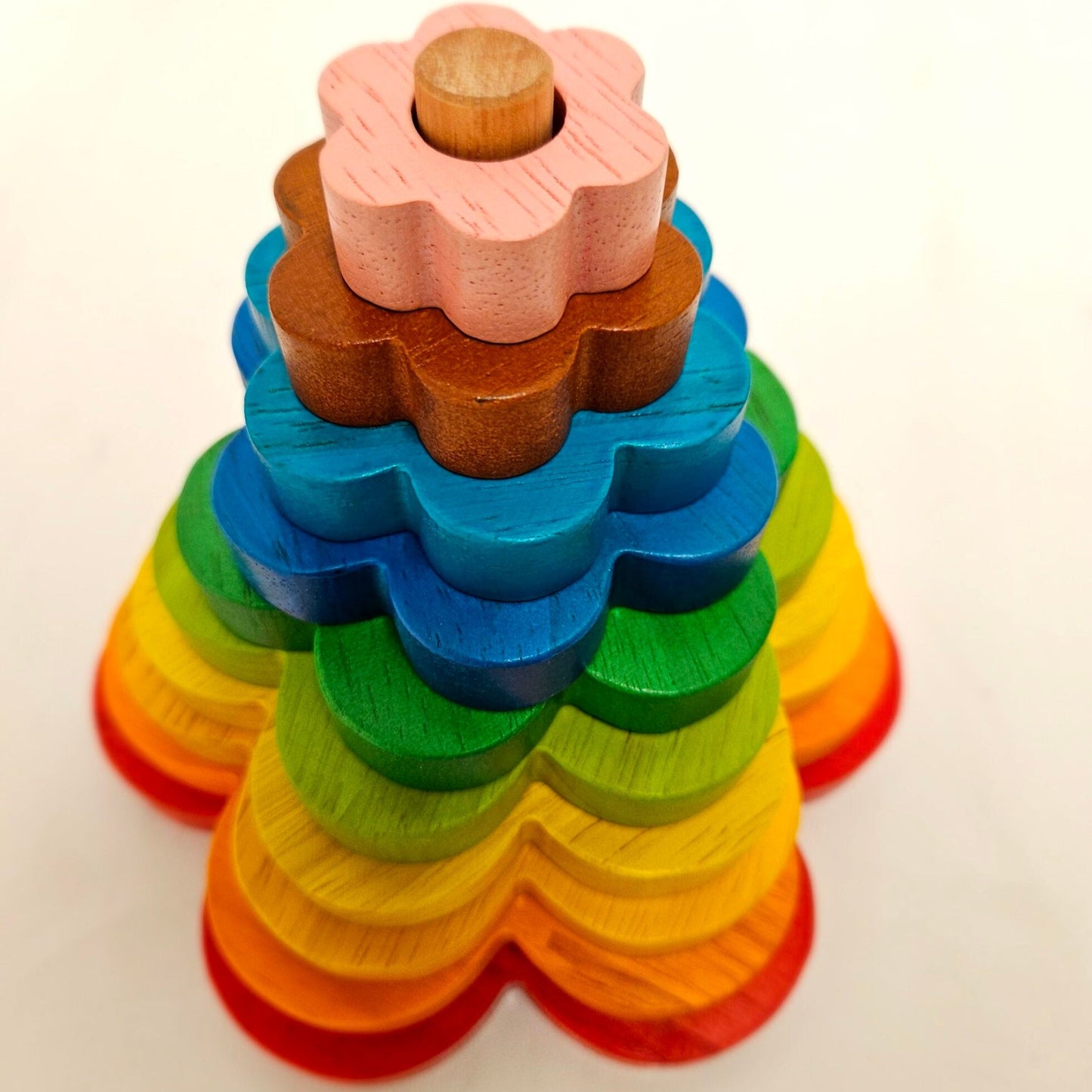 Wooden Rainbow Flower Stacker - NZ Educational Montessori Toy