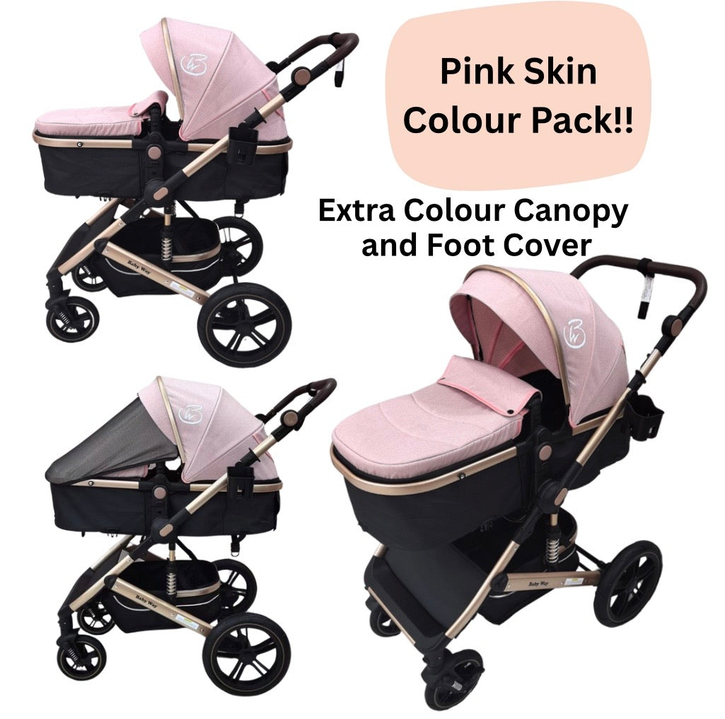 Preorder- Supra 3-in-1 Travel System - Stroller, Bassinet & Capsule Car Seat with Pink Skin