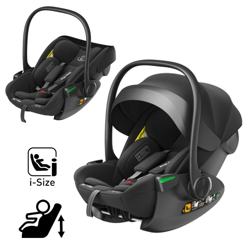 Crown i-Size Reclining Capsule Car Seat + 360 Rotating ISOFIX Base - BLACK