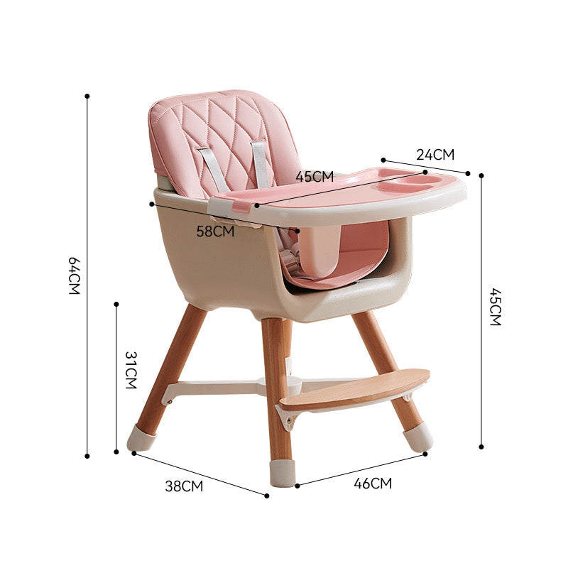 Willow 2 in 1 High Chair Seat for Children Feeding and Play. Natural Beech Wood - PINK