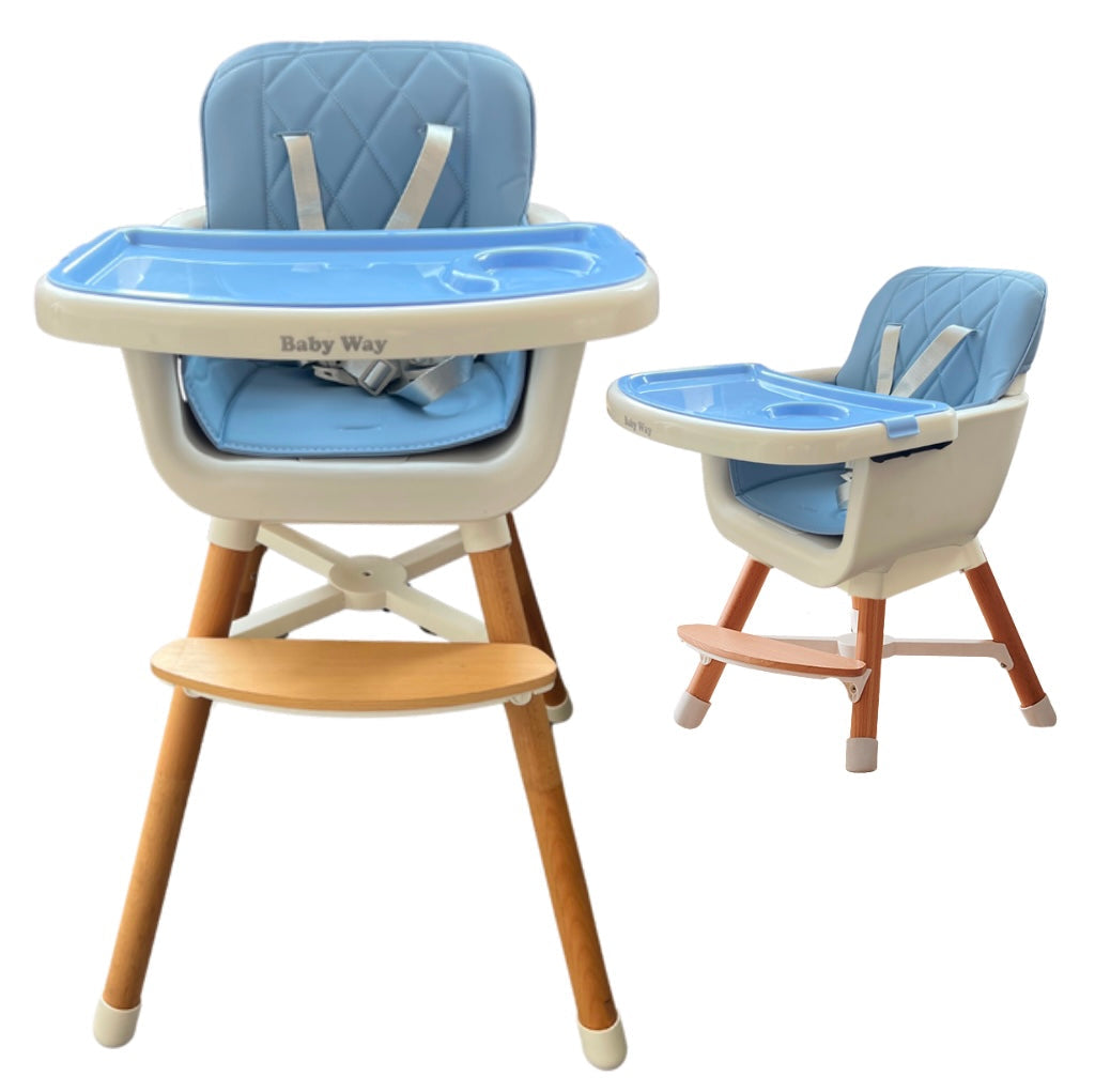 Willow Natural Beech Wood  2 in 1 Children High Chair - BLUE