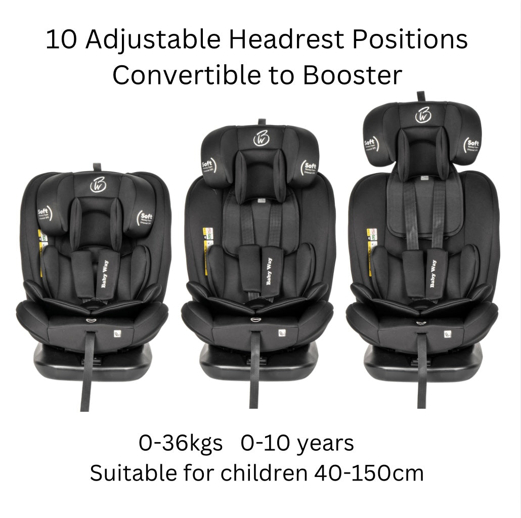 All-Rider 360° Rotating i-Size Car Seat – ISOFIX & Top Tether (Black)