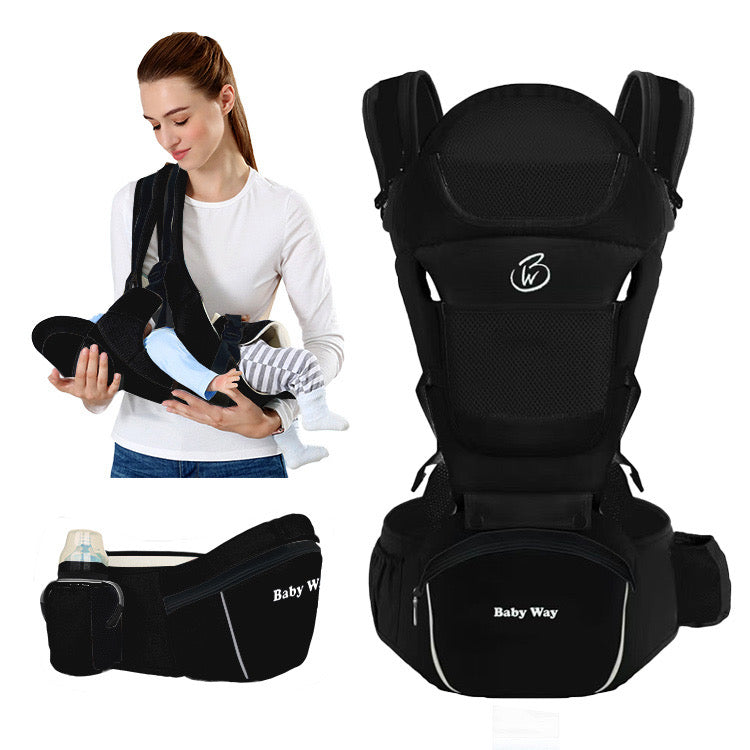 Ergonomic Multi-Function Baby Carrier with Hip Seat | 0-36 Months - BLACK