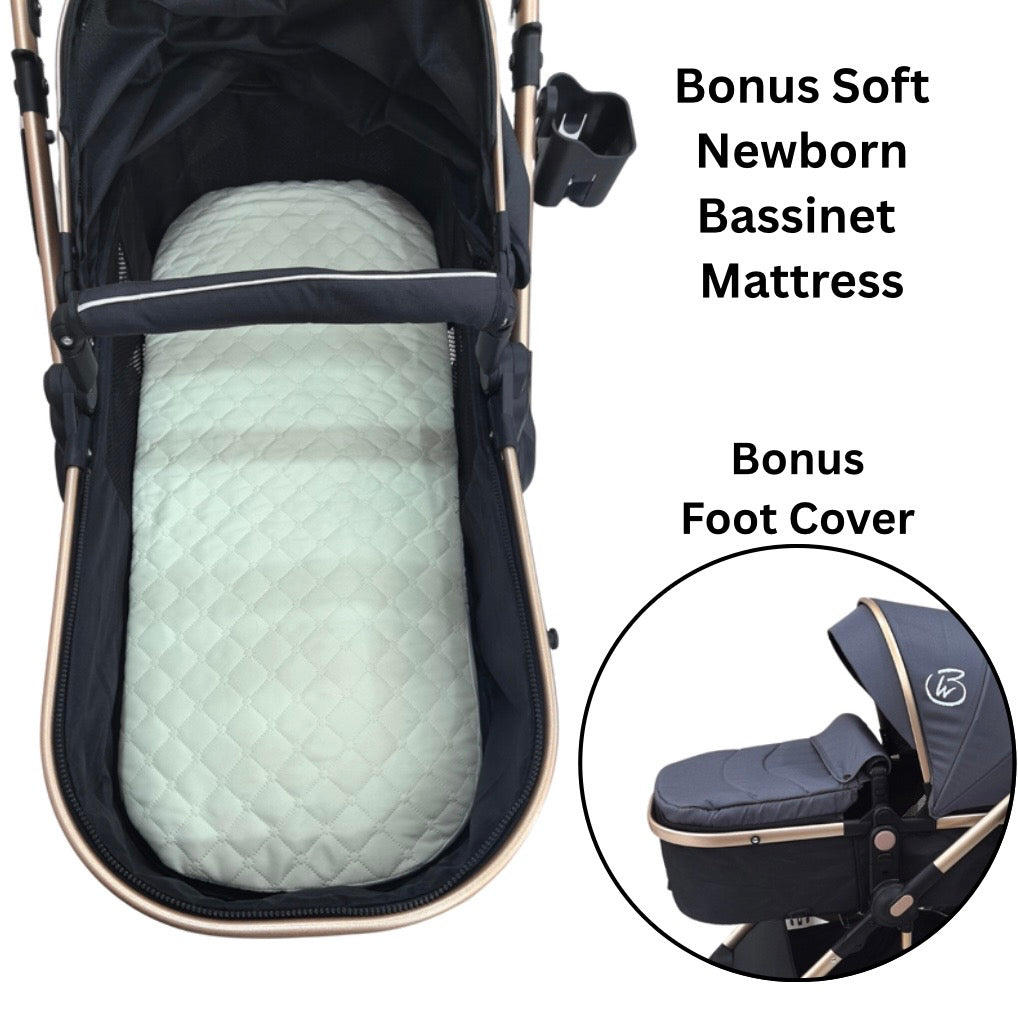 Preorder -Supra 3-in-1 Travel System - Stroller, Bassinet & Capsule Car Seat with Grey Skin