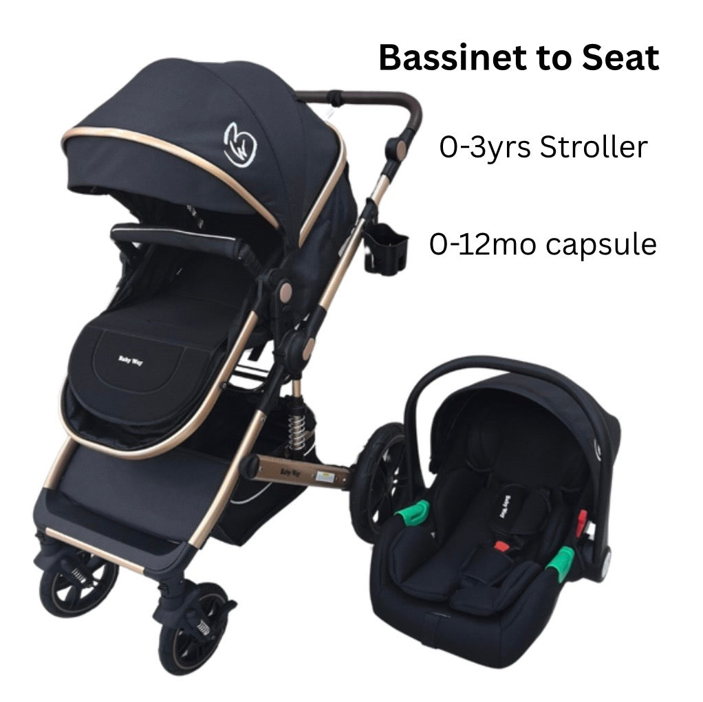Preorder -Supra 3-in-1 Travel System - Stroller, Bassinet & Capsule Car Seat with Grey Skin