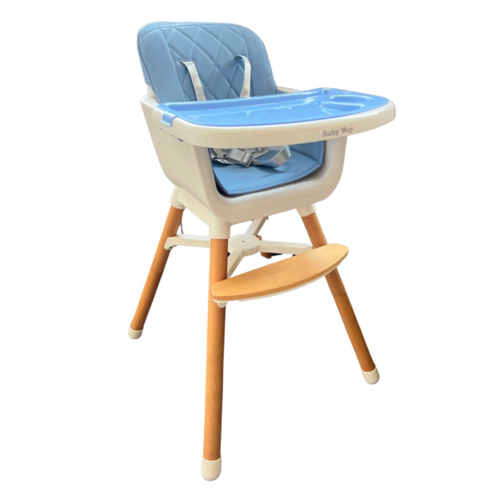 Willow Natural Beech Wood  2 in 1 Children High Chair - BLUE