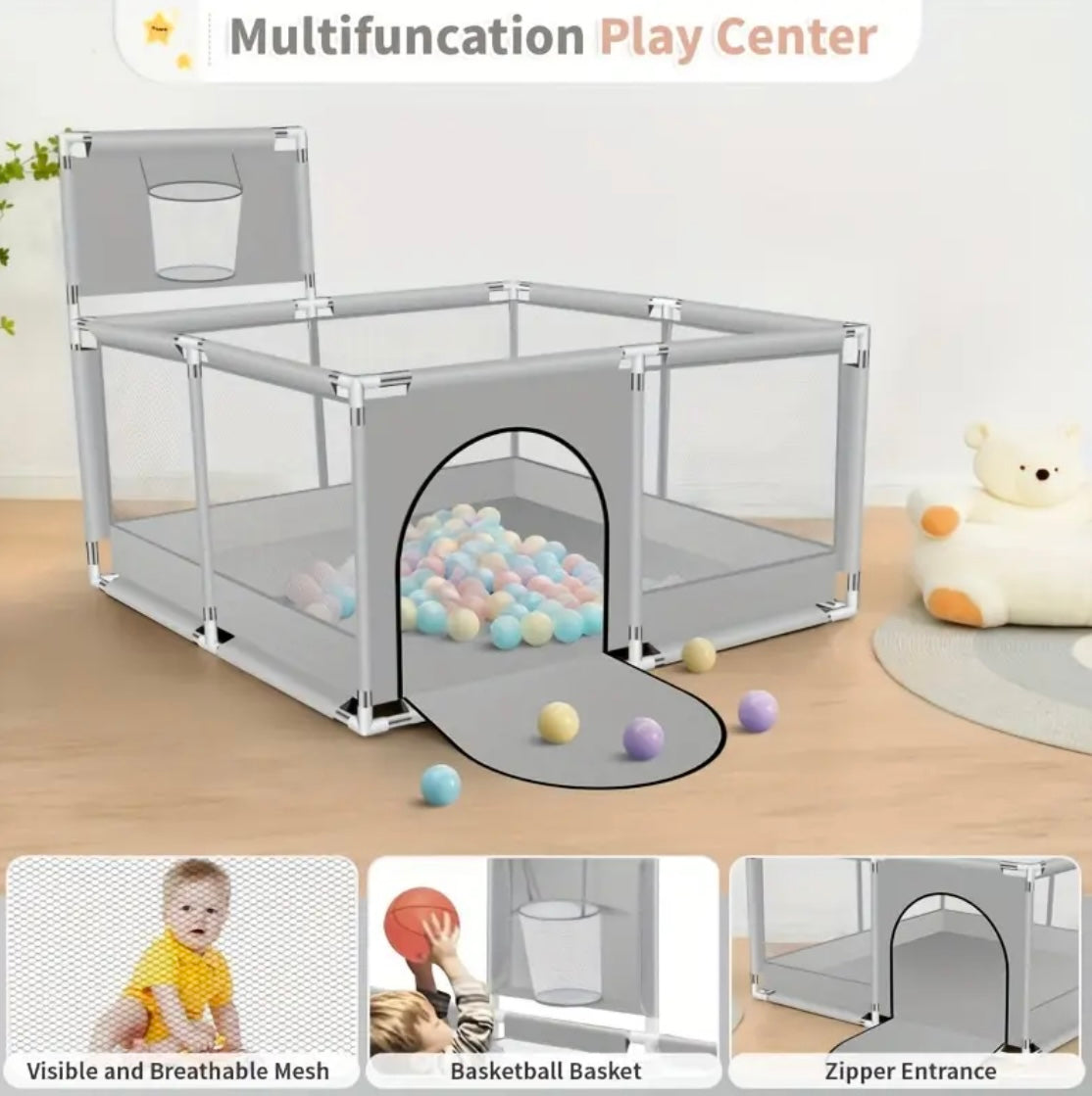 Preorder - Multifunctional Baby Play Pen with Basketball Hoop