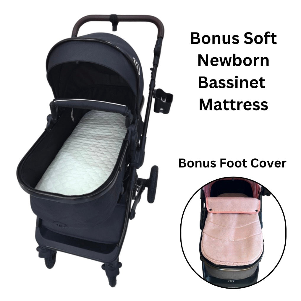 Preorder - Evolve - 3 in 1 Stroller + Bassinet + i-Size Capsule Car Seat Travel System with Mattress + Pink Skin