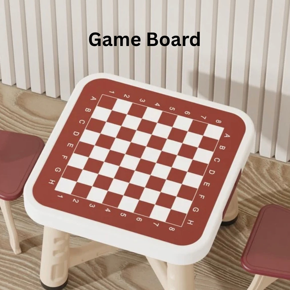 Kids Activity Table and 4 Chairs Set with Storage and Game Board