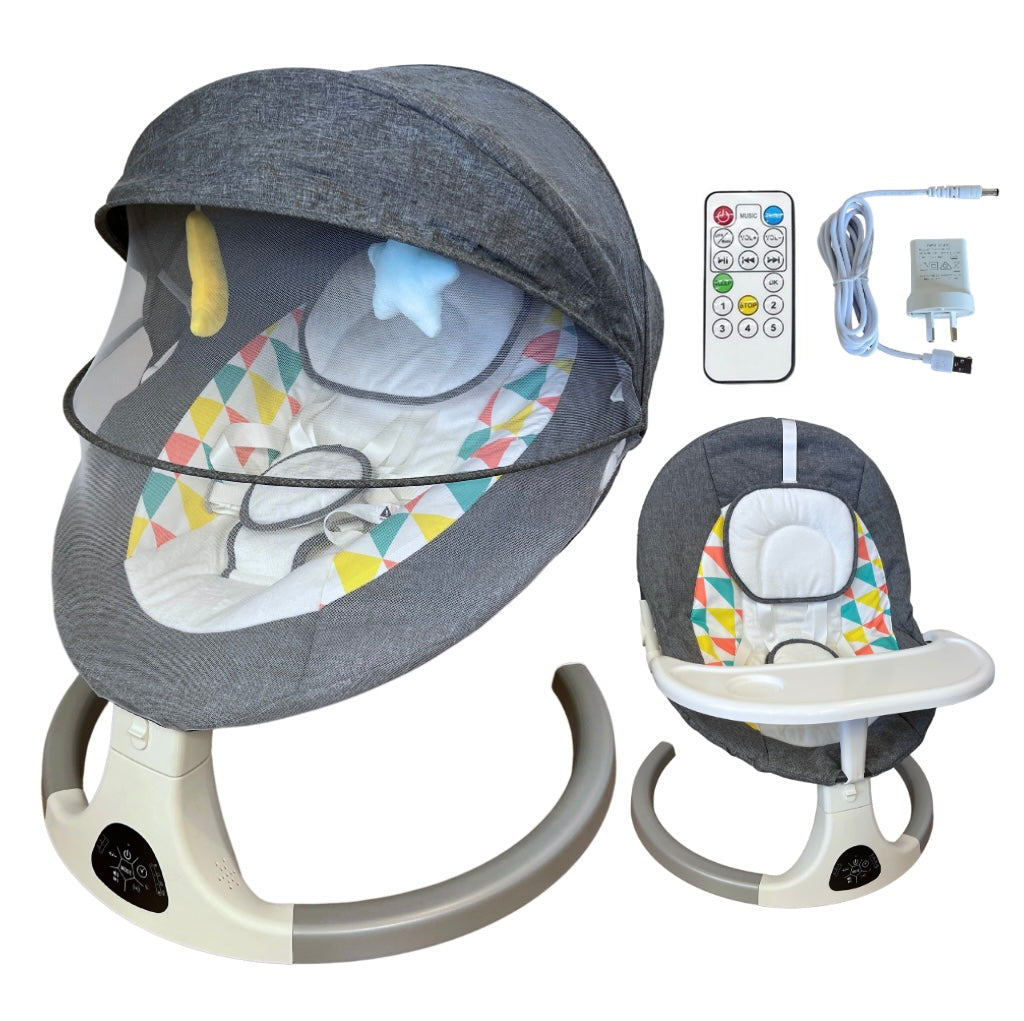 Electric Baby Swing & Bouncer 2-in-1 with Remote Control - Rocker Dining Seat