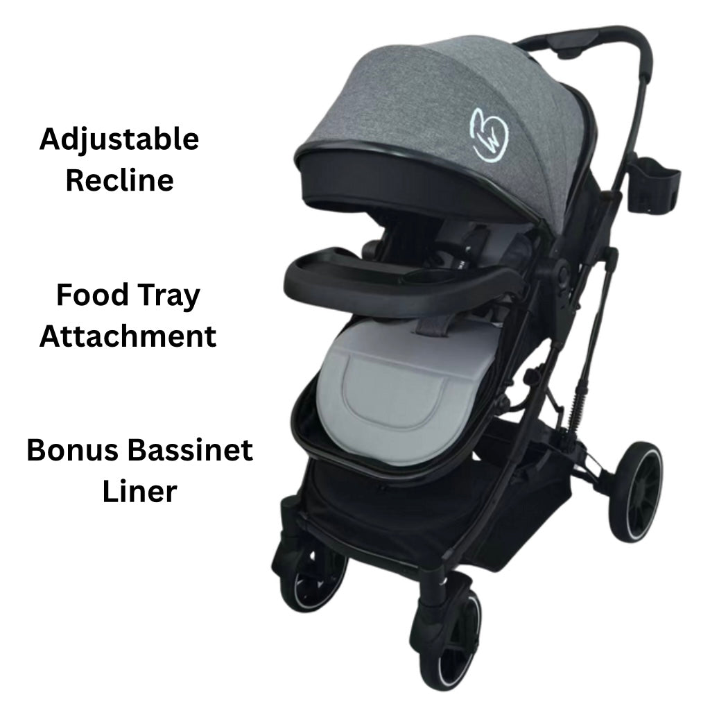 Gold Series 3-in-1 Travel System – Stroller, Bassinet & Capsule Bundle in Grey/Black