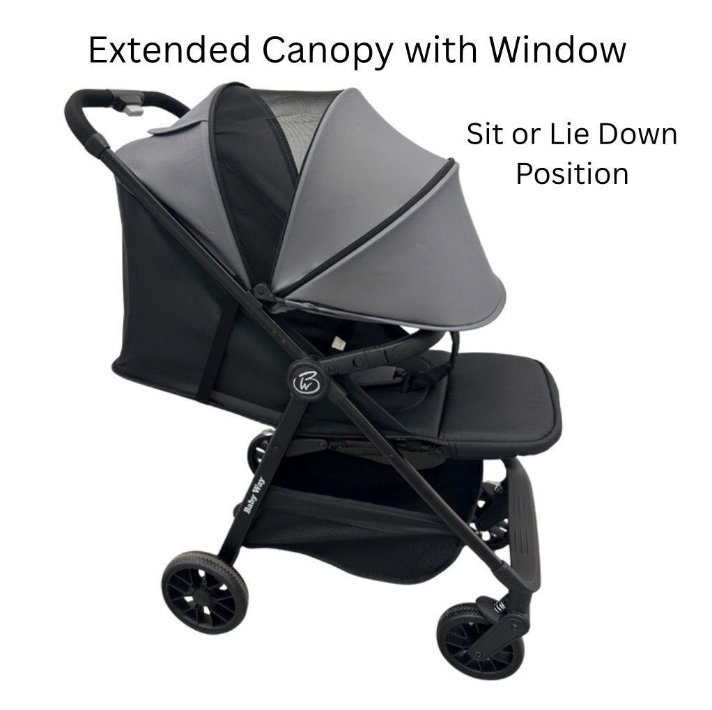 Roam Compact Travel-Friendly Stroller with Extended Canopy - BLACK