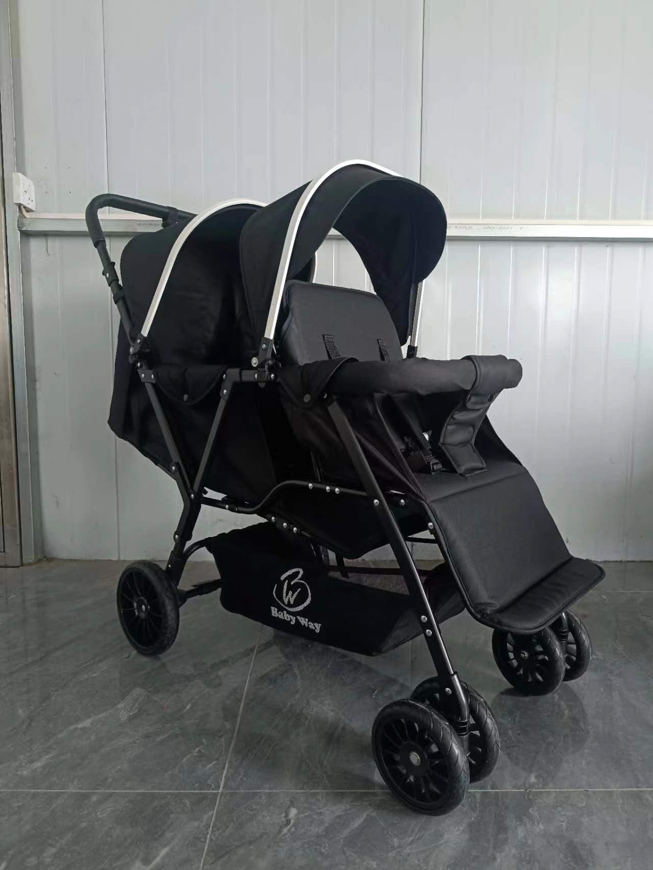 Baby Way Duo Lite - Tandem Double Stroller with Rain Cover