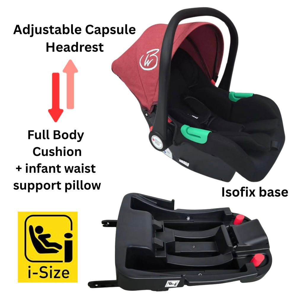 Gold Series 3-in-1 Travel System – Premium Stroller, Bassinet & Capsule Bundle in Red/Gold