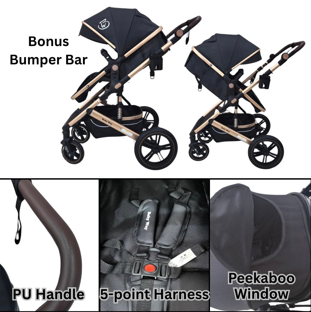 Preorder - Supra - 3 in 1 Stroller + Bassinet + Capsule Car Seat Travel System with Mattress and Beige Skin
