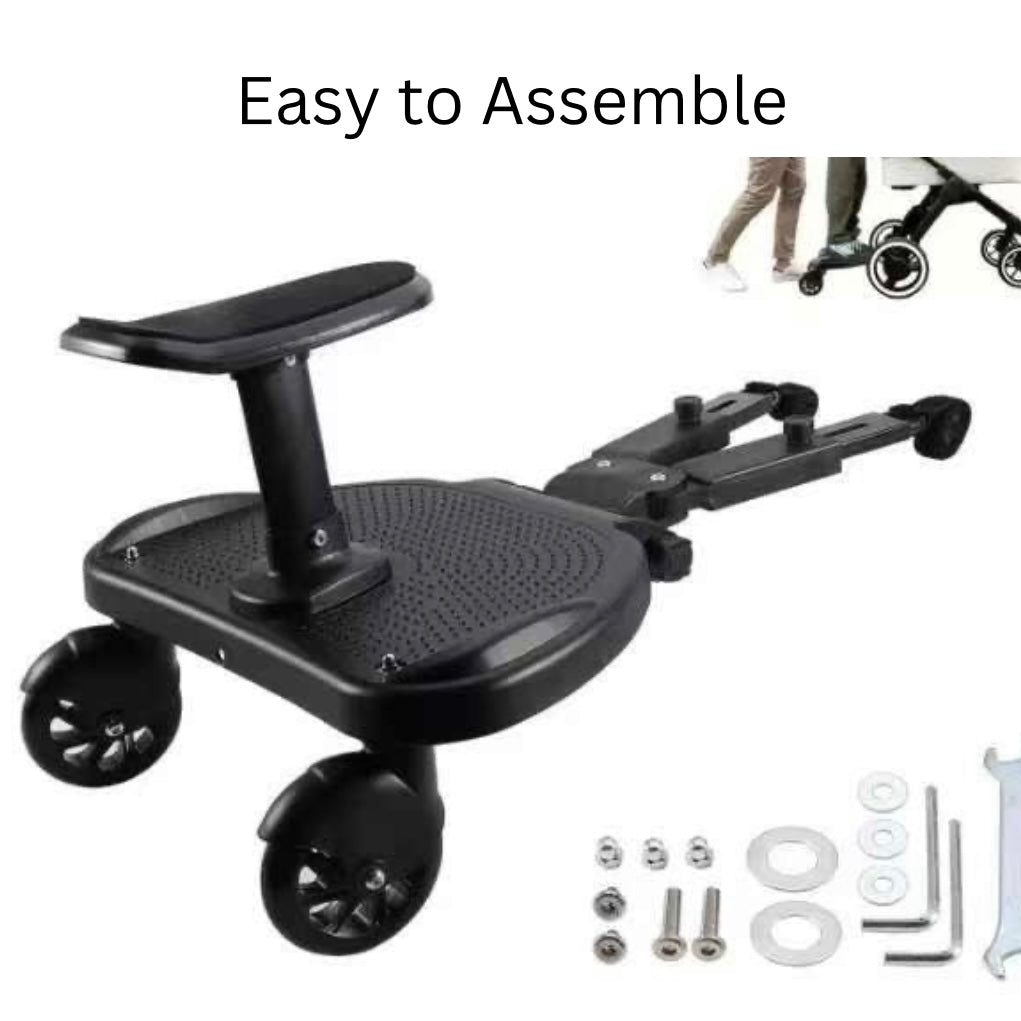 Universal Stroller Ride-On Board with Seat and Strap Holder