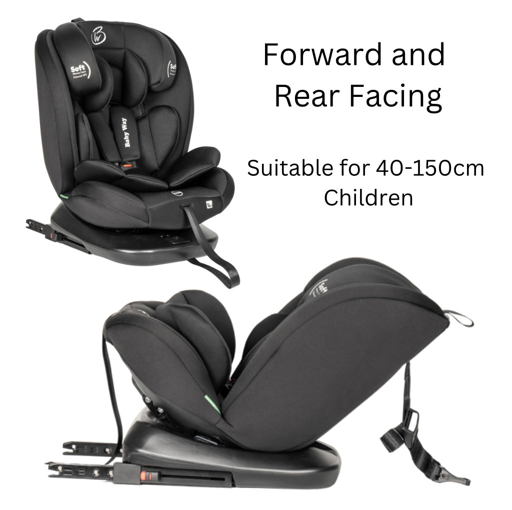 All-Rider 360° Rotating i-Size Car Seat – ISOFIX & Top Tether (Black)