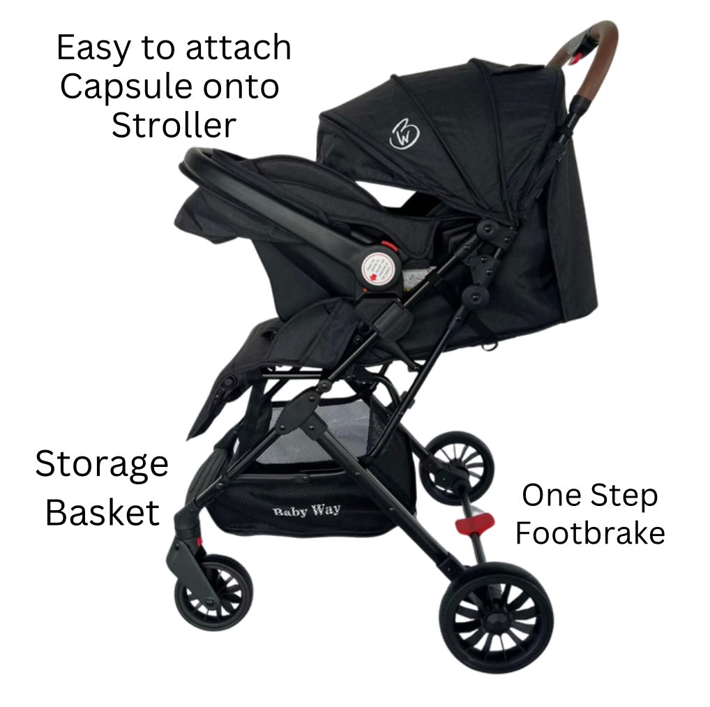 The Glide - Compact Travel Stroller and Capsule Car Seat Combo with Pull Handle