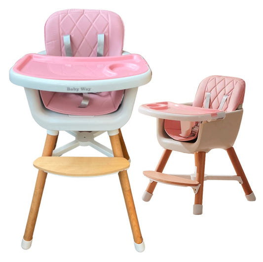 Willow 2 in 1 High Chair Seat for Children Feeding and Play. Natural Beech Wood - PINK