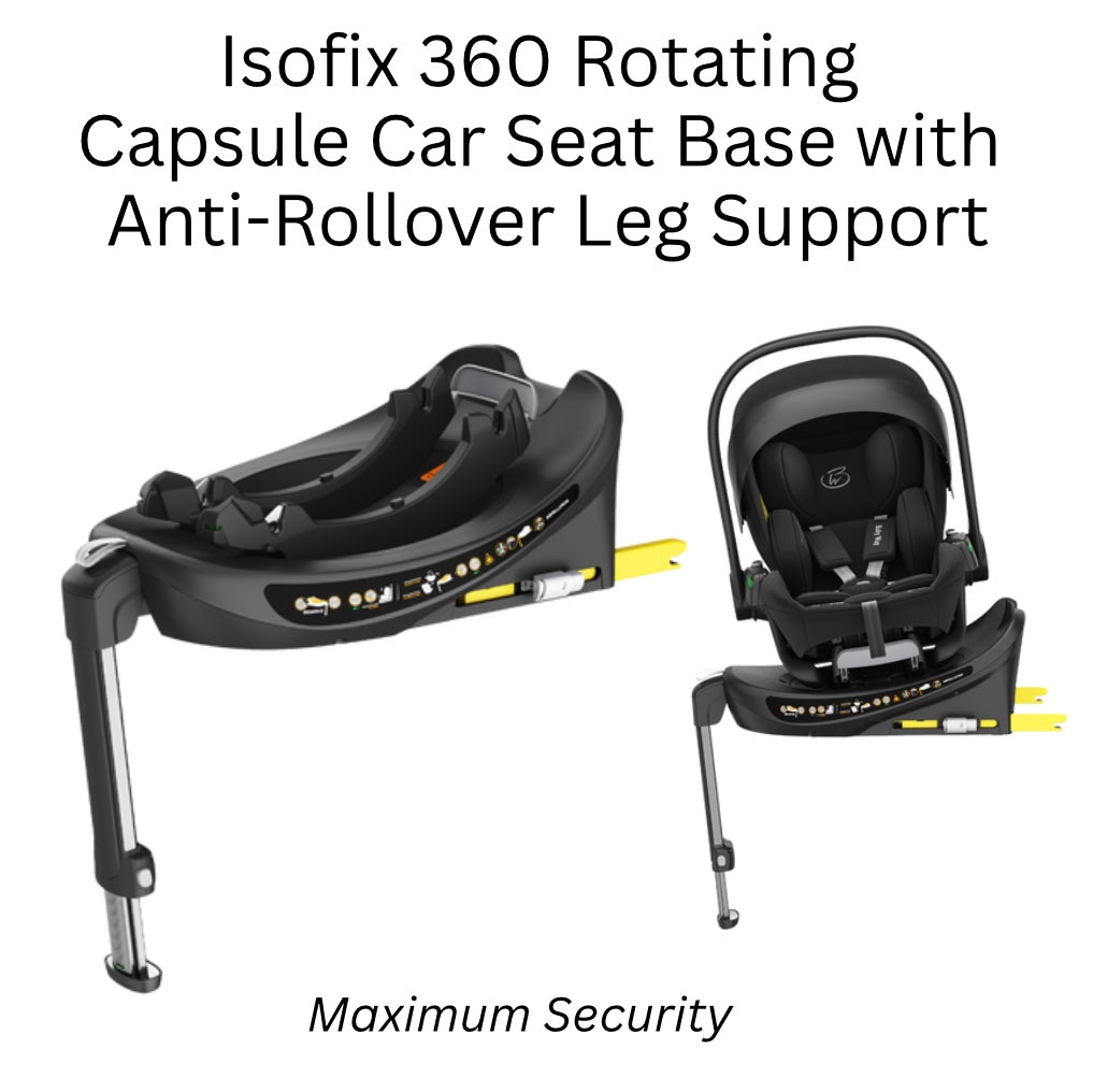 Crown i-Size Reclining Capsule Car Seat + 360 Rotating ISOFIX Base - BLACK