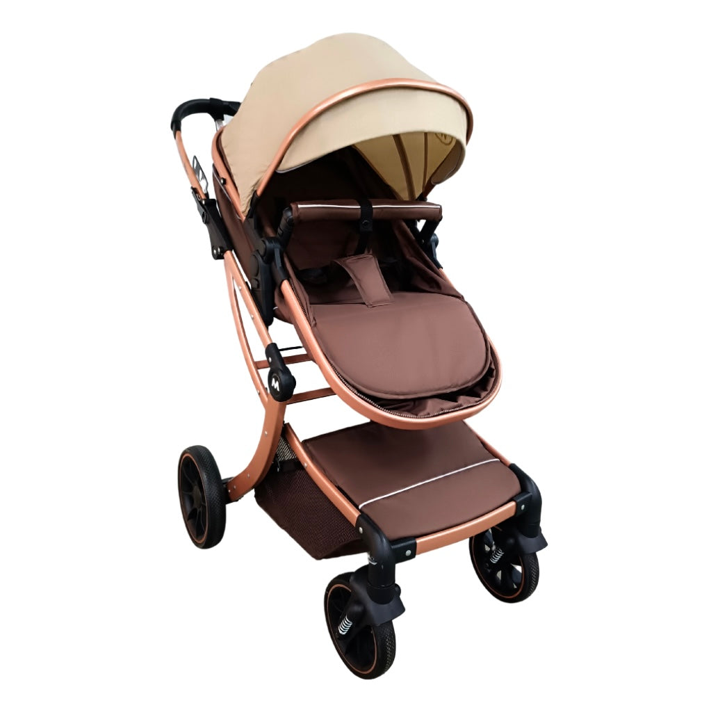 The Mint - 2 in 1 High View Reversible bassinet Stroller for 0-3 years KHAKI