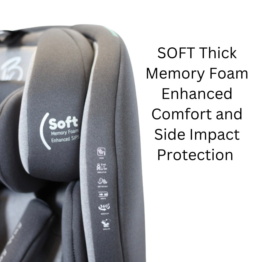 All-Rider 360° Rotating i-Size Car Seat – ISOFIX & Top Tether (Grey)