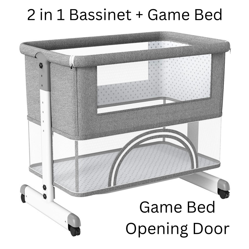 3-in-1 Bedside Bassinet & Co-Sleeper – Adjustable Height Baby Bed with Mattress