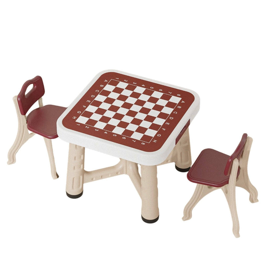 Kids Activity Table and 4 Chairs Set with Storage and Game Board